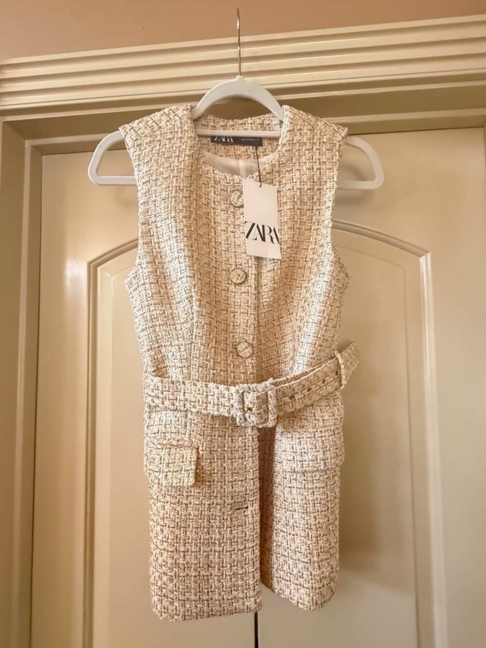 Zara Button Down Belted Vest (NWT)